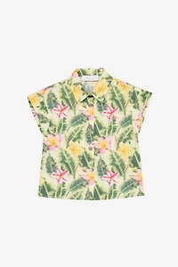 Shirt With Flower And Leaf Print