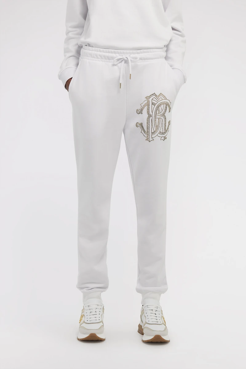 White Joggers With Crystal Monogram RC