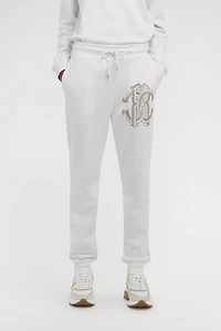 White Joggers With Crystal Monogram RC