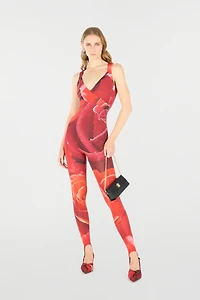 Rose-Print Sleeveless Jumpsuit