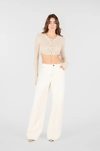 Wide Leg Structured Trousers