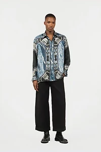 Shirt With Marble Print And Embellishments