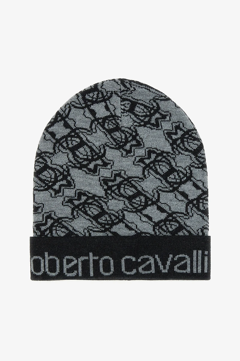 Wool Blend Beanie with RC Monogram and Logo
