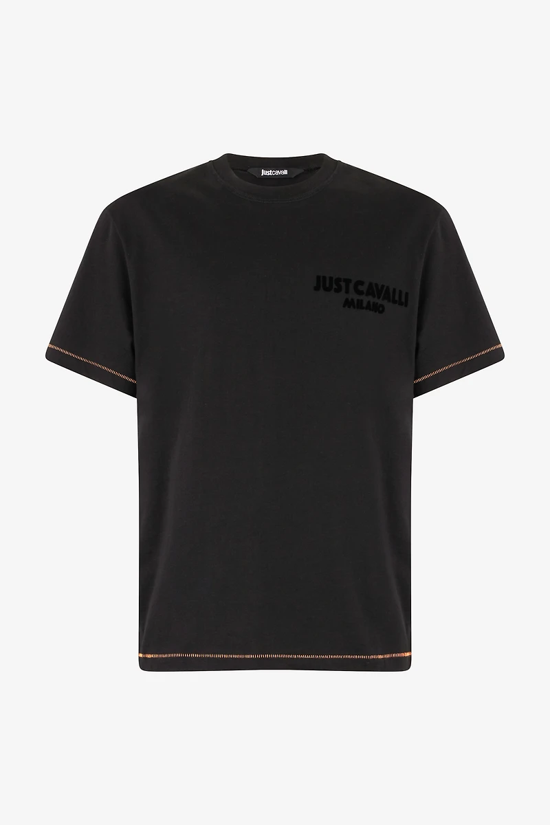 T-Shirt With JC Monogram And Contrasting Topstitching