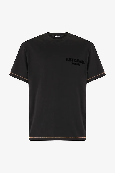 T-Shirt With JC Monogram And Contrasting Topstitching