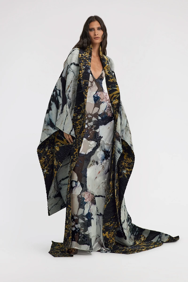 Marble print long Dress