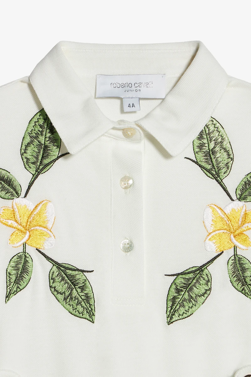 Cotton Dress With Embroidered Flowers