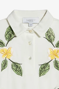 Cotton Dress With Embroidered Flowers