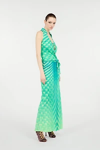 Long Dress with Optical Glass Print