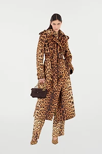 Long Trench Coat With Jaguar Skin Print