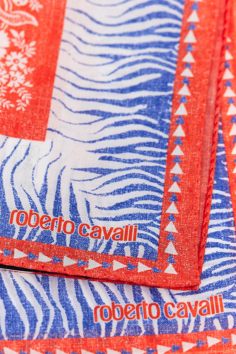 Cotton Scarf with Zebra Pattern and Logo