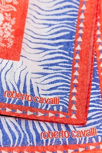 Cotton Scarf with Zebra Pattern and Logo