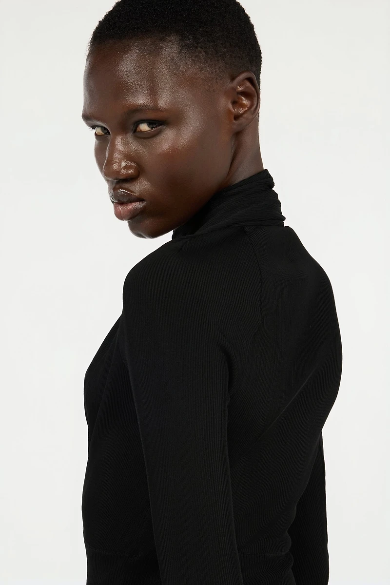 Black Wrap-Over Sweater