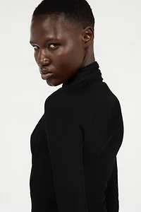 Black Wrap-Over Sweater