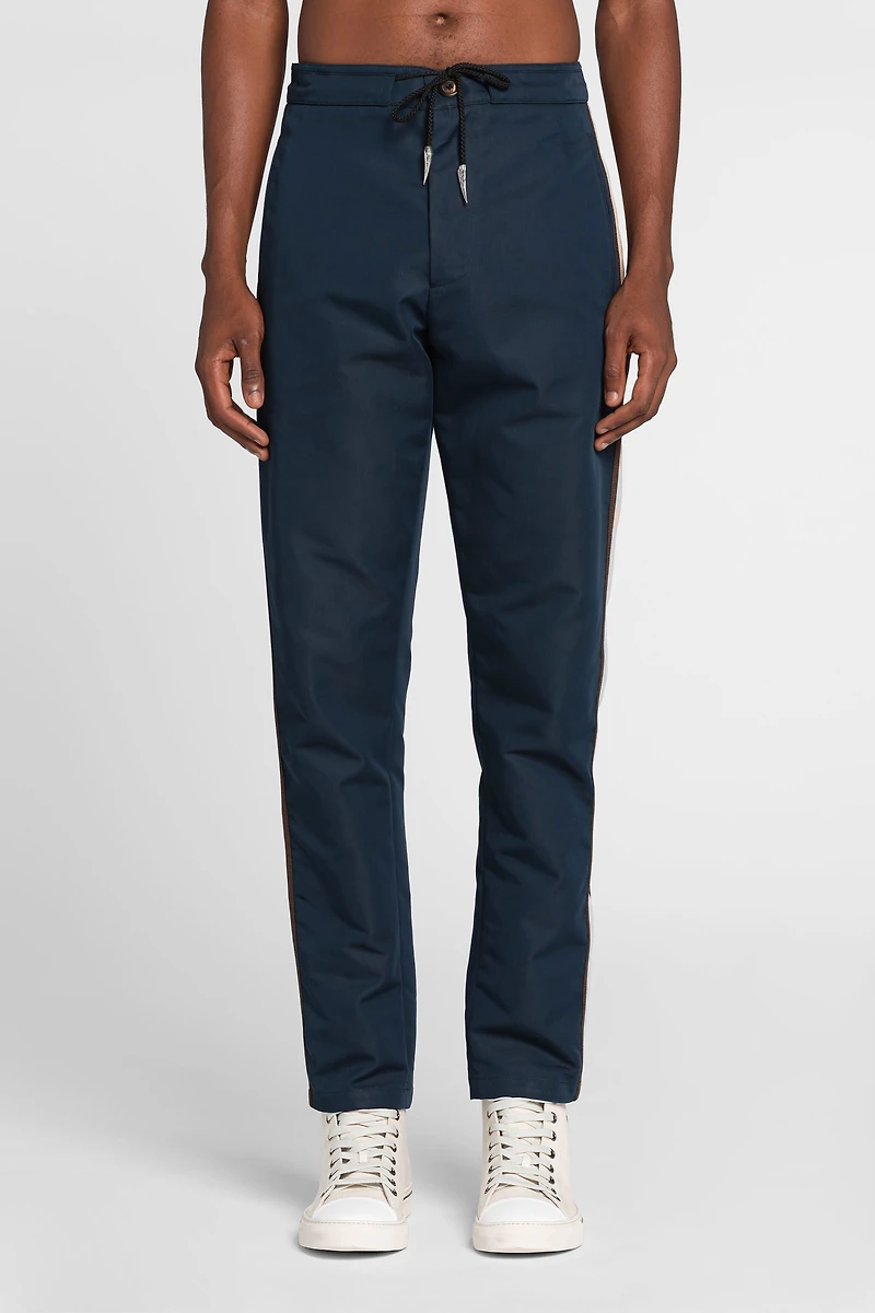 Side-stripe drawstring track pants