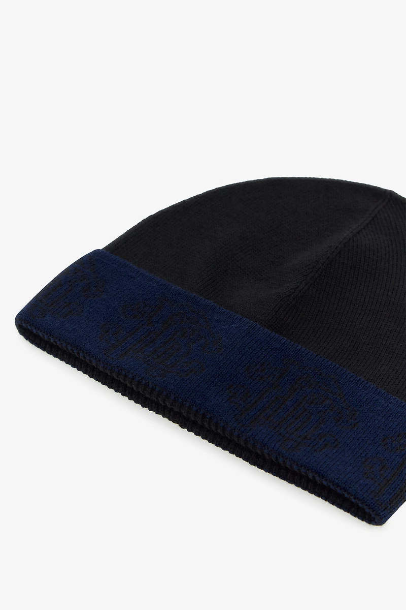 Black Wool Hat Beanie With Logo Band