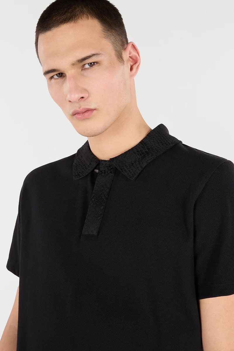 Polo With Snake Scale Embellishment