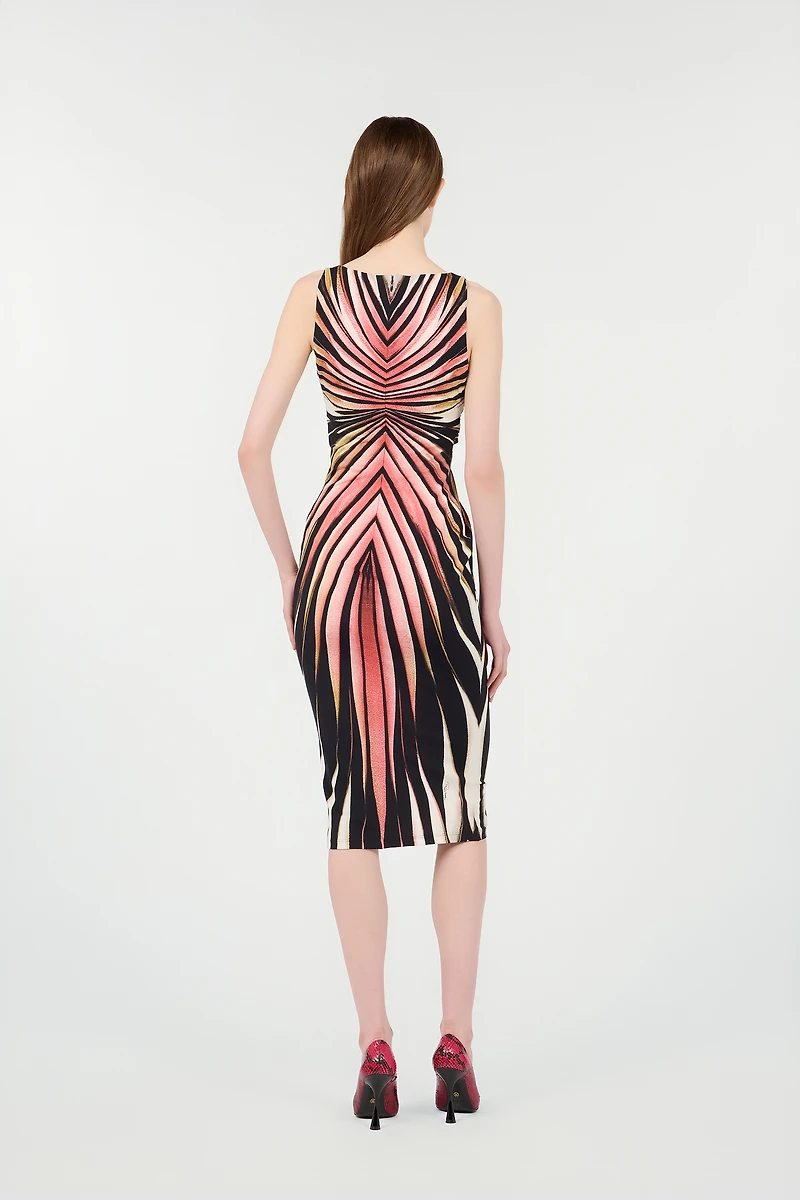 Sheath Dress With Ray Of Pink Print