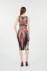 Sheath Dress With Ray Of Pink Print