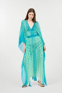 Long Caftan With Optical Glass Print