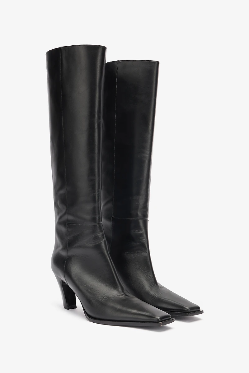 Leather Boots With Mirror Snake Monogram
