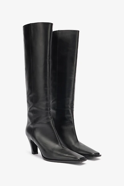 Leather Boots With Mirror Snake Monogram