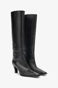Leather Boots With Mirror Snake Monogram