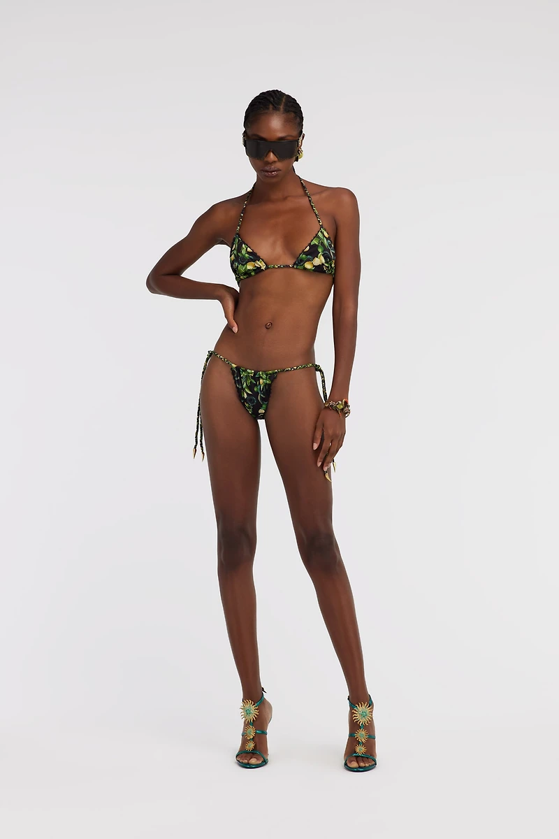 Lemon print triangle bikini