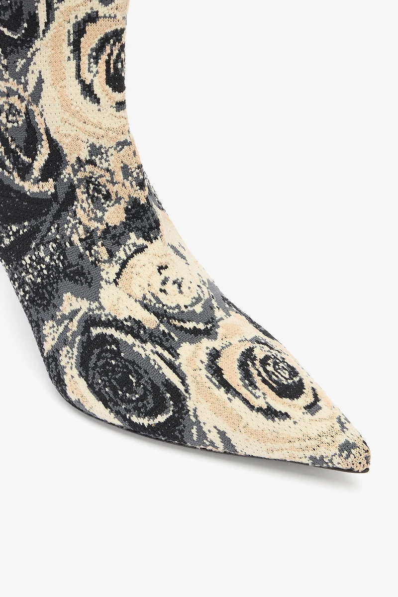 Ankle Boots With Rose Inlay