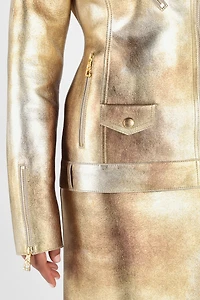 Metallic Effect Biker Jacket