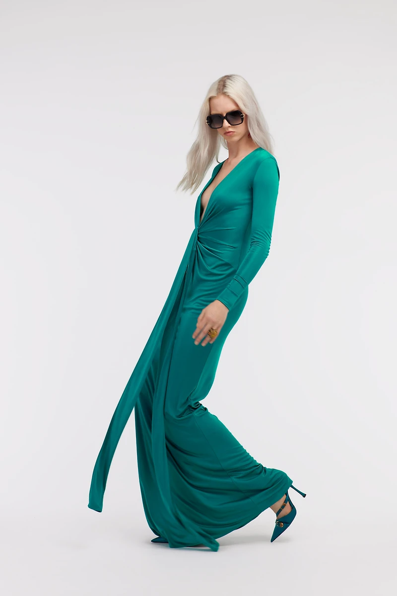 Emerald Green Knotted Maxi Dress