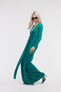 Emerald Green Knotted Maxi Dress