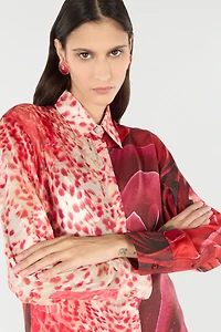 Shirt With Jaguar Skin And Rose Print
