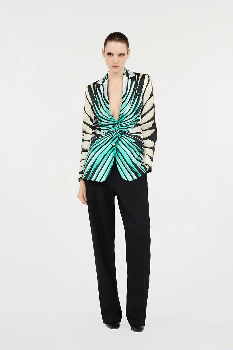Ray Of Sea Print Silk Jacket