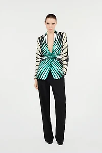 Ray Of Sea Print Silk Jacket