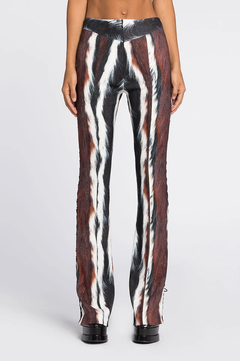 Animal-Print Lace-Up Trousers