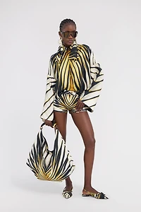 Ray Of Gold Print Silk Shirt
