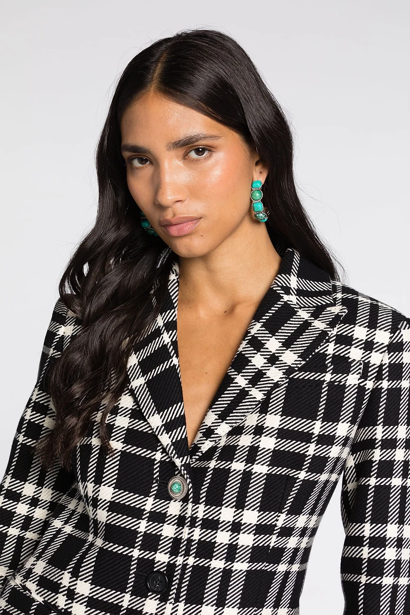 Plaid Single-Breasted Coat