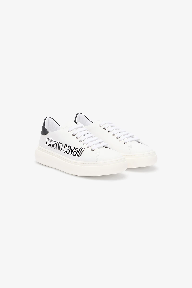White Sneaker With Logo Print