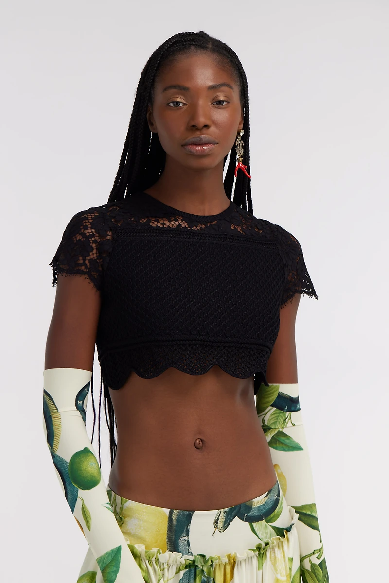 Black Lace Crop Top