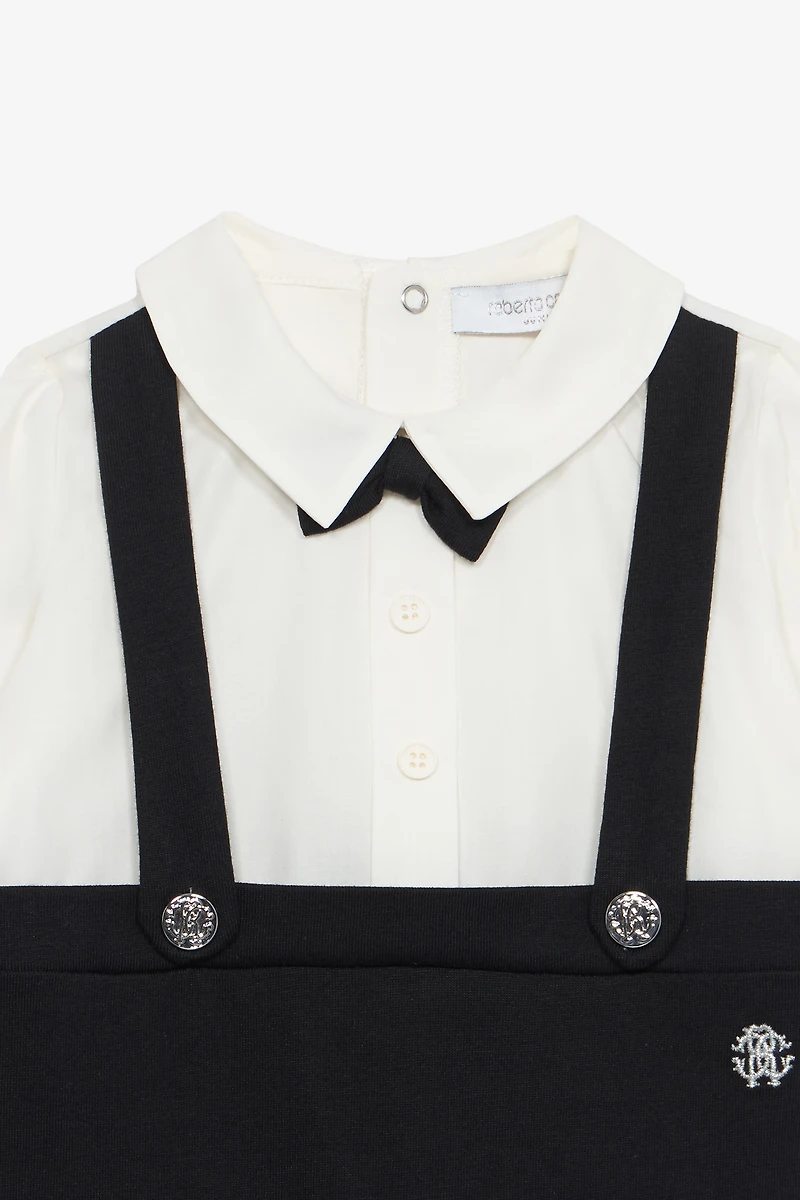 Romper Suit With Dungarees And Bow Tie