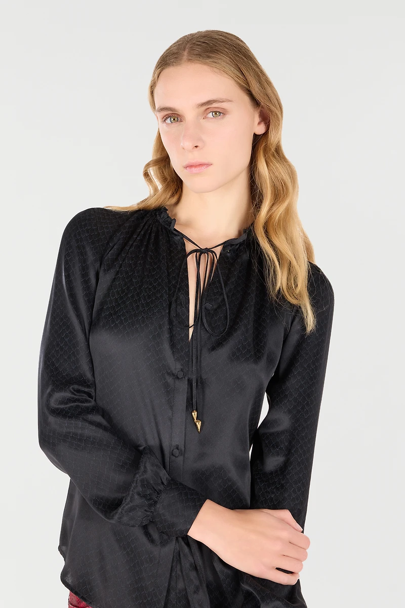 Snake-Effect Silk Shirt