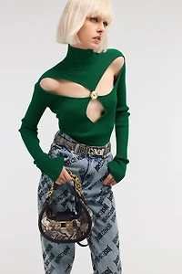Just Cavalli Ribbed Lurex Pullover
