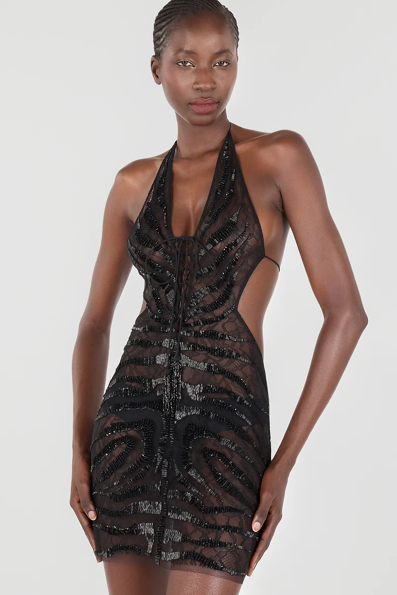 Ray Of Gold Sequined Mini Dress