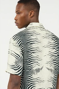 Linen Shirt With Mini Zebra Print