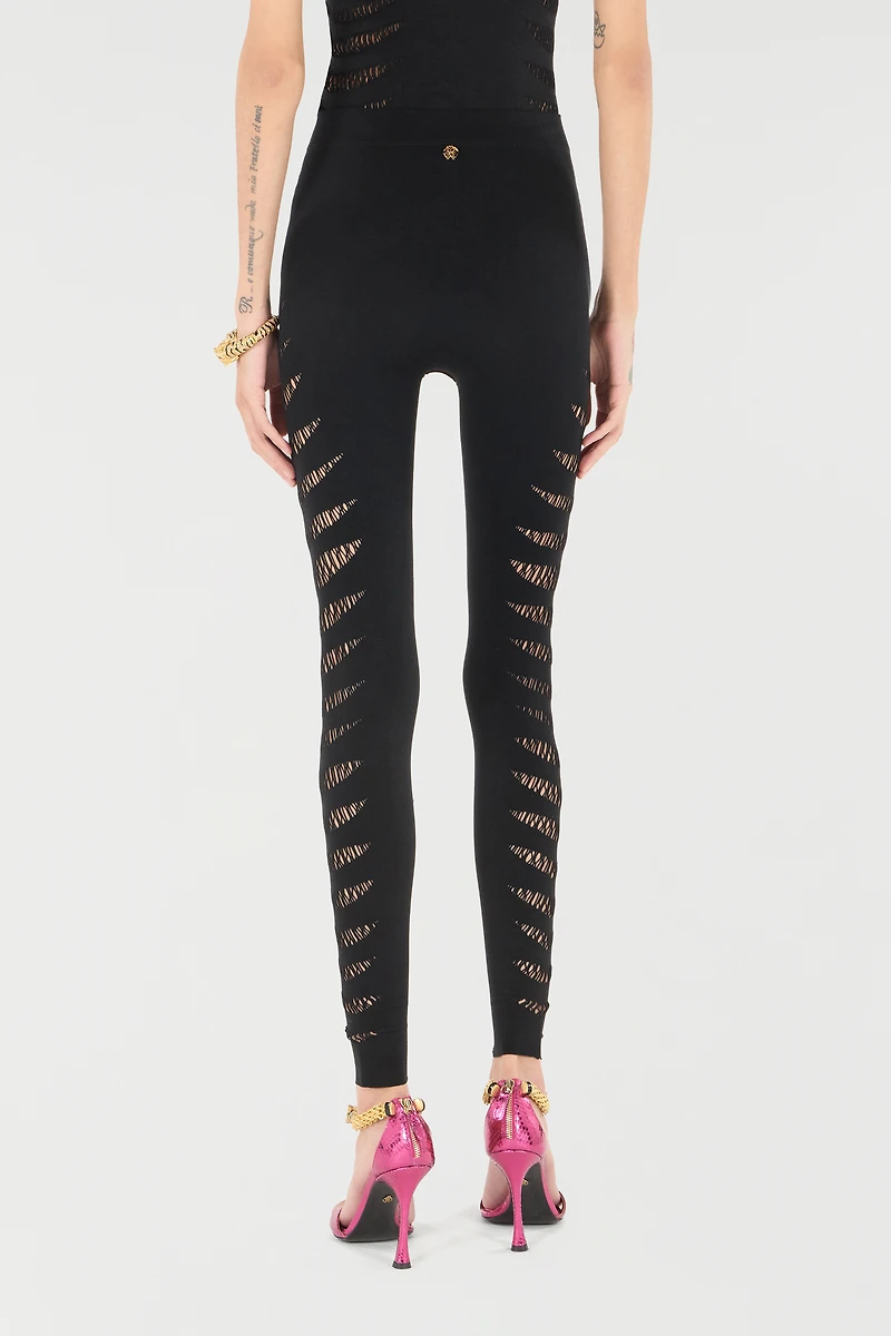 Leggings with Perforated Python Pattern