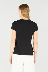 T-Shirt With Logo And Rhinestones