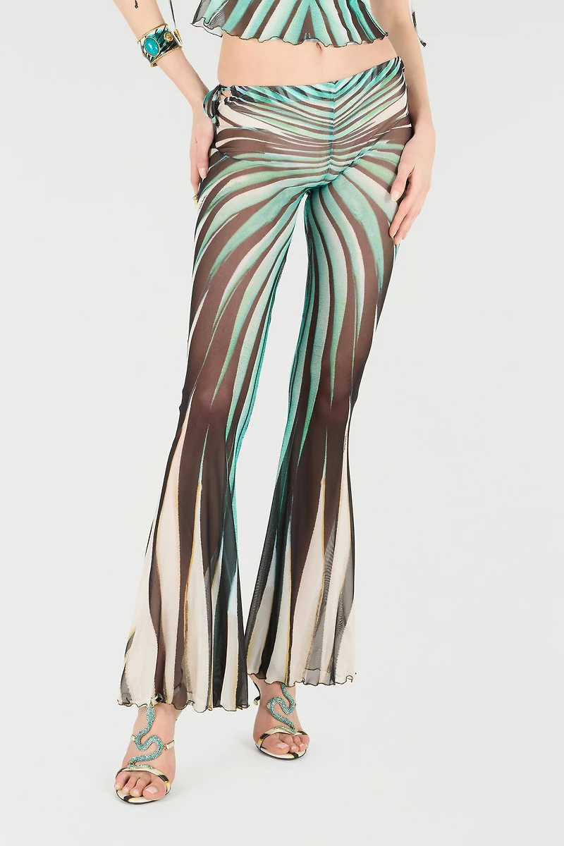 Ray Of Sea Print Flared Trousers