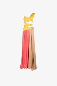 Colourblock Pleated Gown