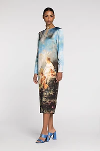 Graphic-print mid-length dress